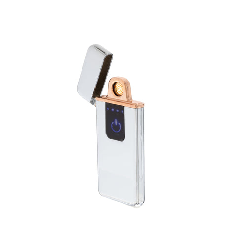 Load image into Gallery viewer, Flameless Slim Flip Top Lighter Diamond Dust Silver
