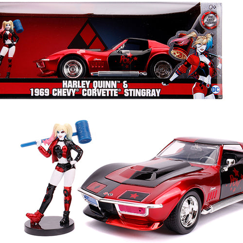 Load image into Gallery viewer, 1969 Chevrolet Corvette Stingray with Harley Quinn Diecast Figure \DC
