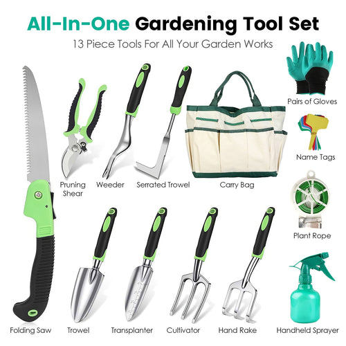 Load image into Gallery viewer, Ultimate 13Pcs Rustproof Garden Tool Set with Ergonomic Handles
