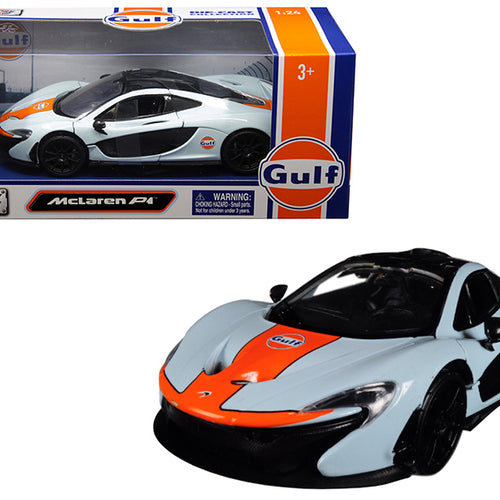 Load image into Gallery viewer, [Limited Time Offer !!!] McLaren P1 with \Gulf\&quot; Livery Light Blue with Orange Stripe 1/24
