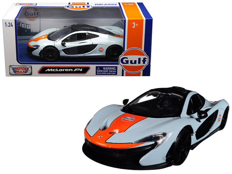 [Limited Time Offer !!!] McLaren P1 with \Gulf\" Livery Light Blue with Orange Stripe 1/24