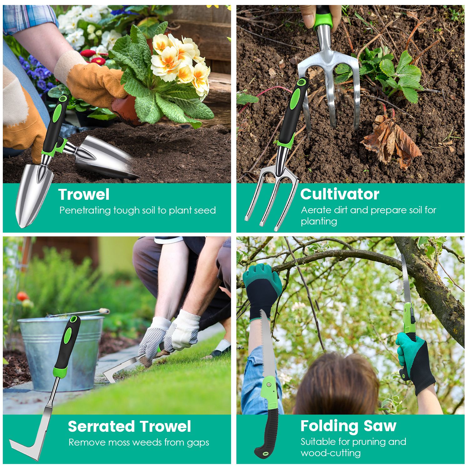 Ultimate 13Pcs Rustproof Garden Tool Set with Ergonomic Handles