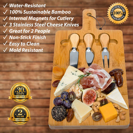 12 x 8 Bamboo Cheese Board and Knife Set