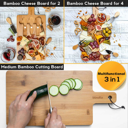 Load image into Gallery viewer, 12 x 8 Bamboo Cheese Board and Knife Set
