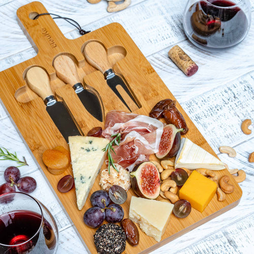 Load image into Gallery viewer, 12 x 8 Bamboo Cheese Board and Knife Set
