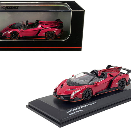 Lamborghini Veneno Roadster Magenta with Red Line 1/64 Diecast Model