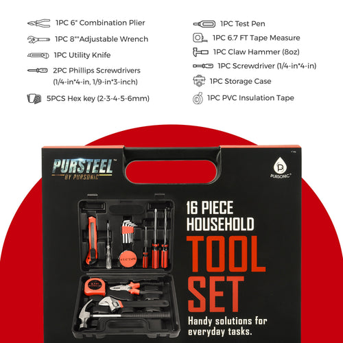 Load image into Gallery viewer, 16-Piece Household Handy Solutions Tool Kit
