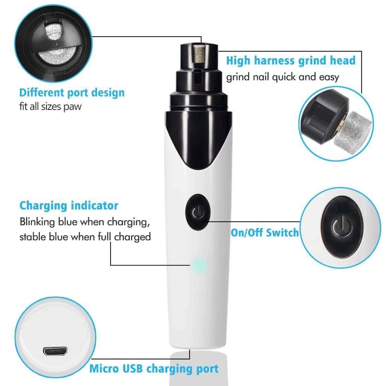 [Limited Time Offer !!!] Pet Nail Grinder Dog Cat Electric Trimmer Rechargeable Clipper Claw