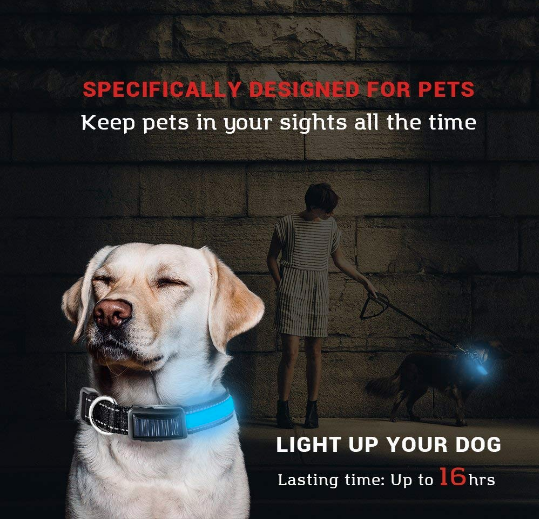 [Limited Time Offer !!!] USB and Solar Charge Reflective Led Dog Collar