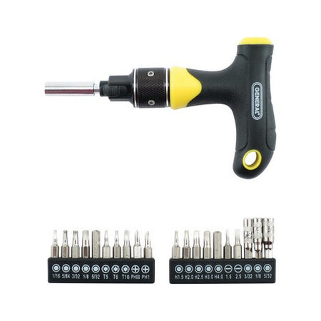 General Tools 70211 Ratcheting Multi-Bit T-Handle Screwdriver