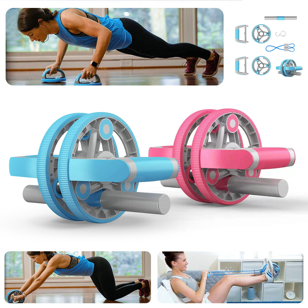 [Limited Time Offer !!!] Multifunctional Abdominal Wheel Pull Strap Gym Fitness Training Set