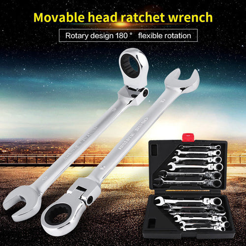 Load image into Gallery viewer, Pro Spanner Wrench Ratchet Polished Set Kit Metric 8 -19mm Car Tools
