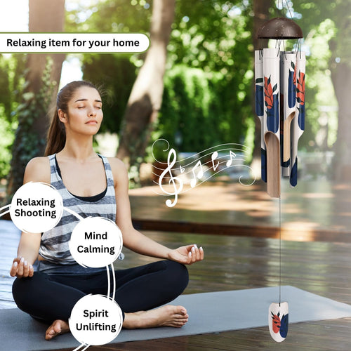 Load image into Gallery viewer, Bamboo Wind Chimes 45" Hand Painted Art Garden Decor Housewarming
