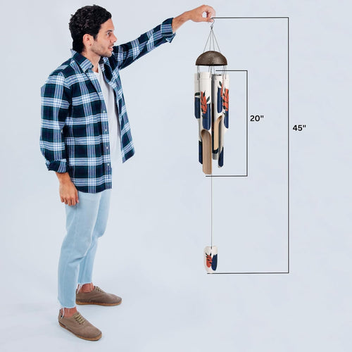 Load image into Gallery viewer, Bamboo Wind Chimes 45" Hand Painted Art Garden Decor Housewarming
