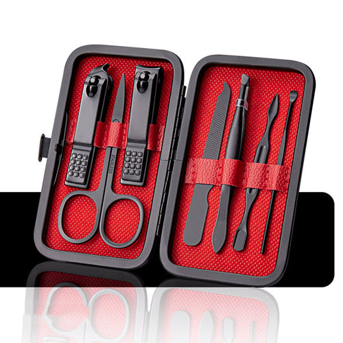 Load image into Gallery viewer, Manicure Set Stainless Pedicure Care Tools Nail Scissors Kit Black
