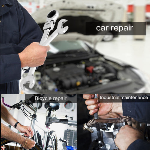 Load image into Gallery viewer, Pro Spanner Wrench Ratchet Polished Set Kit Metric 8 -19mm Car Tools
