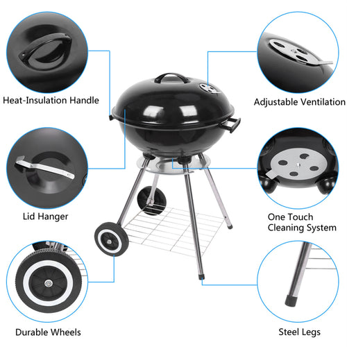 Load image into Gallery viewer, 18 Inch Apple Charcoal Stove BBQ Grill For Outdoor Cooking
