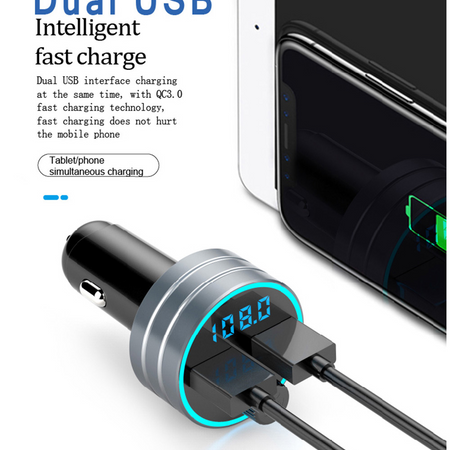 QC 3.0 Dual USB Fast Car Charger with Bluetooth Mp3 Player