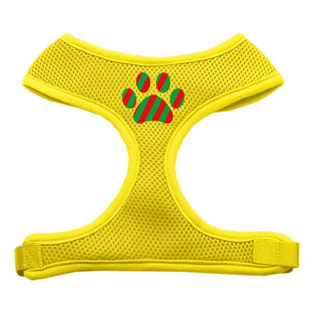 [Limited Time Offer !!!] Christmas Paw Screen Print Soft Mesh Harness Yellow Medium
