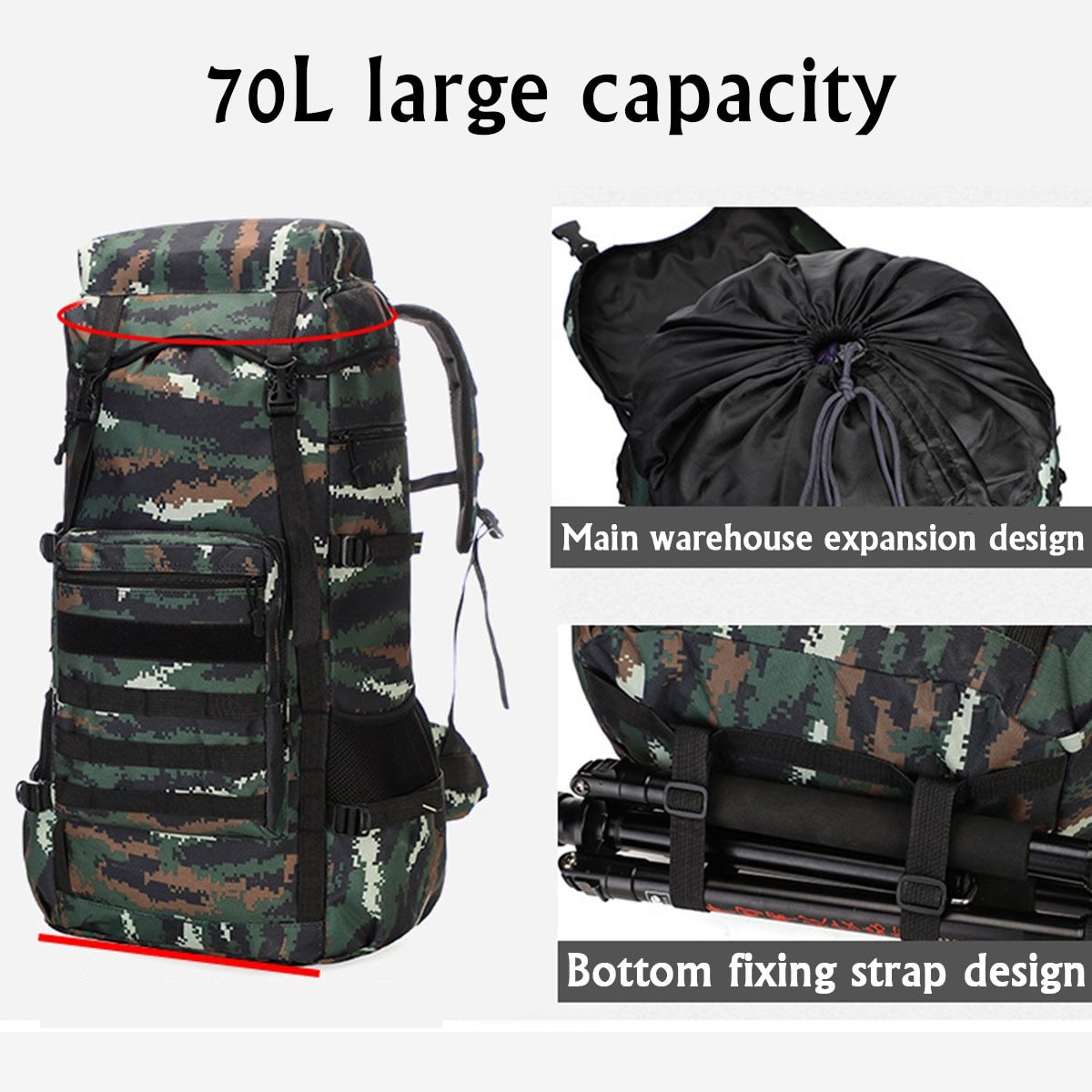 [Limited Time Offer !!!] Waterproof Outdoor Camping 70L Military Backpack