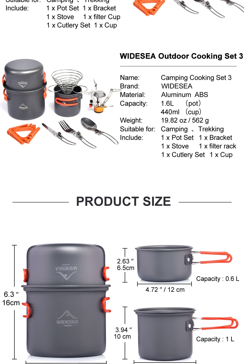 Camping Cookware Set Outdoor Tableware Equipment Supplies Burner Stove