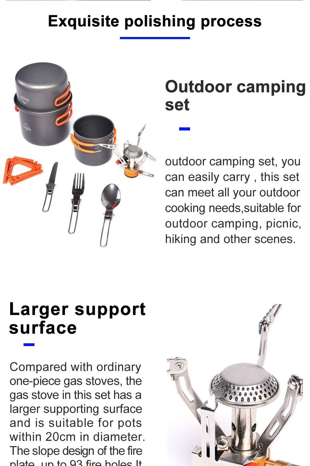 Camping Cookware Set Outdoor Tableware Equipment Supplies Burner Stove