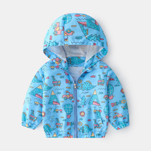 Load image into Gallery viewer, Baby Boy Cartoon Pattern Zipper Front Design Mesh Cloth Jacket Coat
