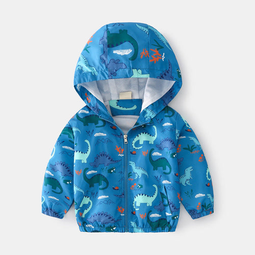 Load image into Gallery viewer, Baby Boy Cartoon Pattern Zipper Front Design Mesh Cloth Jacket Coat
