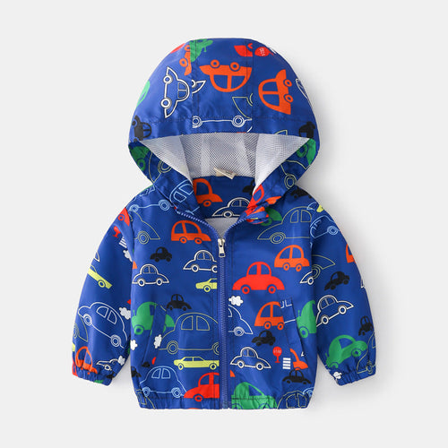 Load image into Gallery viewer, Baby Boy Cartoon Pattern Zipper Front Design Mesh Cloth Jacket Coat
