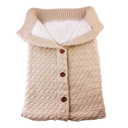 Newborn Baby Winter Warm Sleeping Bags Infant Button Knit Swaddle Wrap