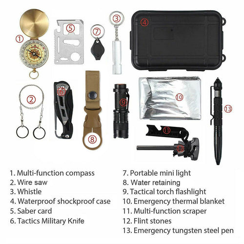 Load image into Gallery viewer, [Limited Time Offer !!!] 14 in 1 Outdoor Emergency Survival And Safety Gear Kit Camping
