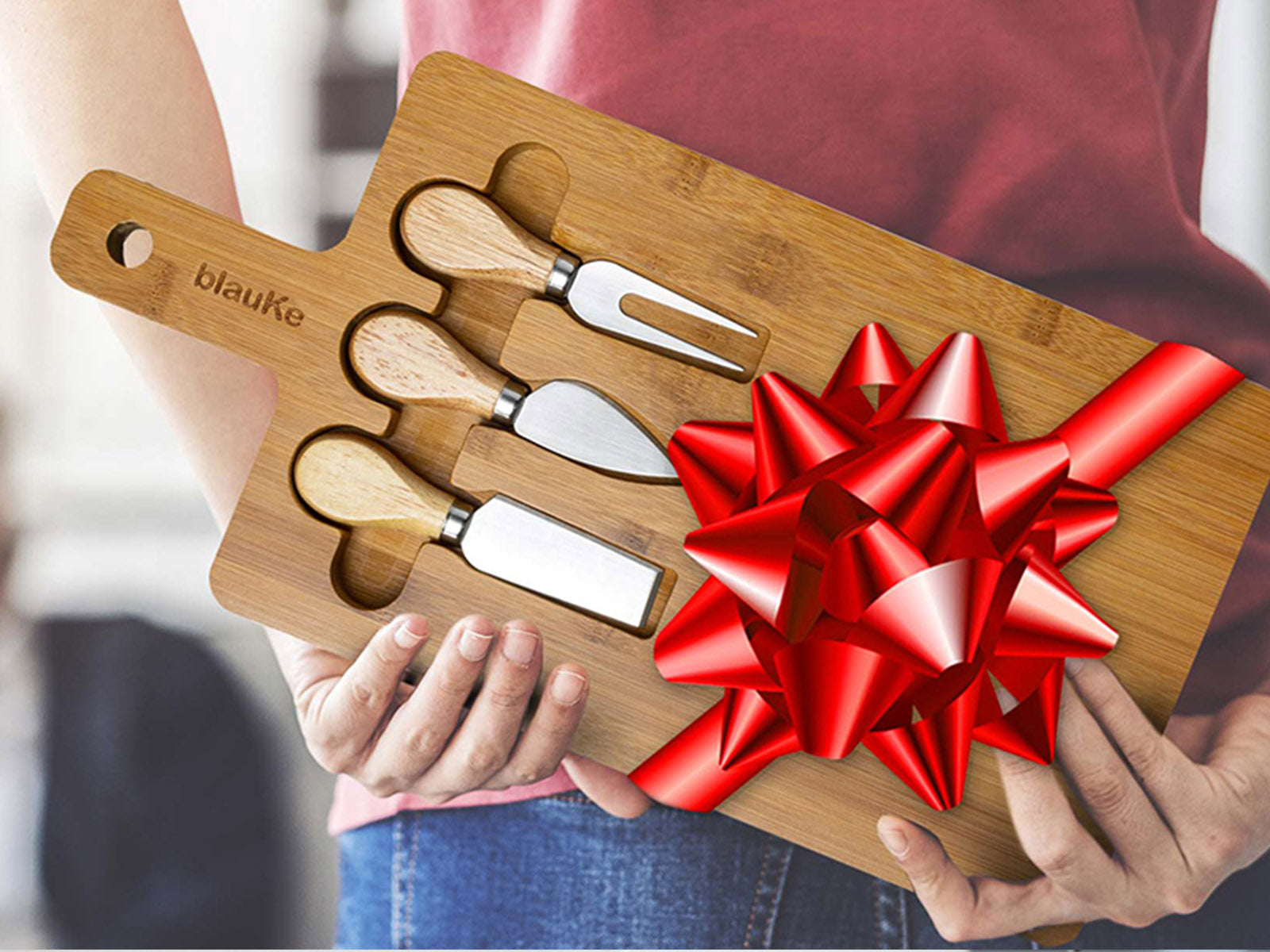 12 x 8 Bamboo Cheese Board and Knife Set
