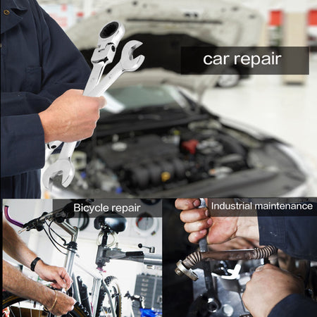 [Limited Time Offer !!!] Pro Spanner Wrench Ratchet Polished Set Kit Metric 8 -19mm Car Tools