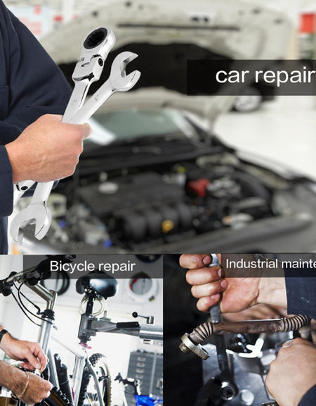 [Limited Time Offer !!!] Pro Spanner Wrench Ratchet Polished Set Kit Metric 8 -19mm Car Tools