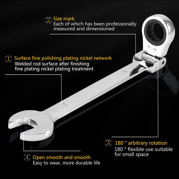 [Limited Time Offer !!!] Pro Spanner Wrench Ratchet Polished Set Kit Metric 8 -19mm Car Tools