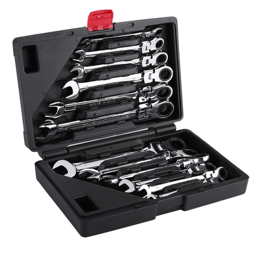 Load image into Gallery viewer, [Limited Time Offer !!!] Pro Spanner Wrench Ratchet Polished Set Kit Metric 8 -19mm Car Tools
