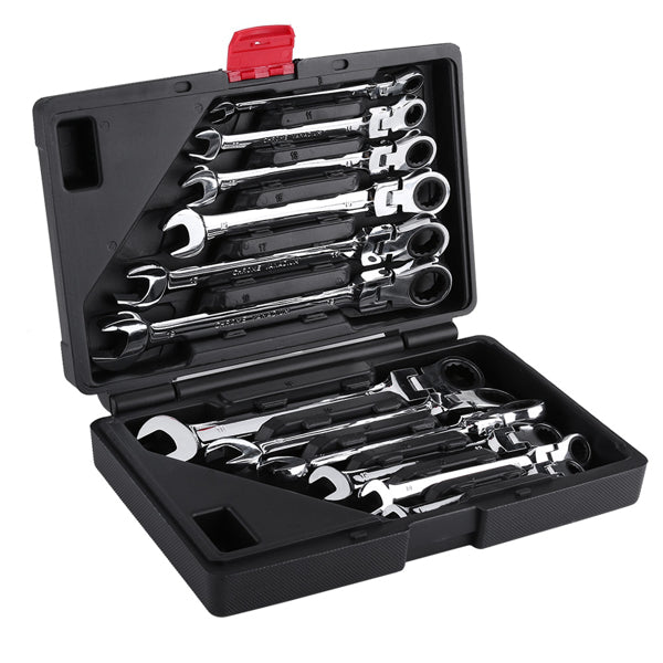 [Limited Time Offer !!!] Pro Spanner Wrench Ratchet Polished Set Kit Metric 8 -19mm Car Tools