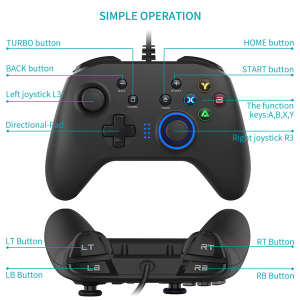 [Limited Time Offer !!!] Wired Gaming Controller Joystick Gamepad with Dual-Vibration