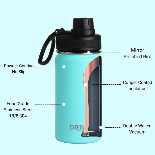 Load image into Gallery viewer, [Limited Time Offer !!!] DRINCO® 14oz Stainless Steel Sport Water Bottle - Teal
