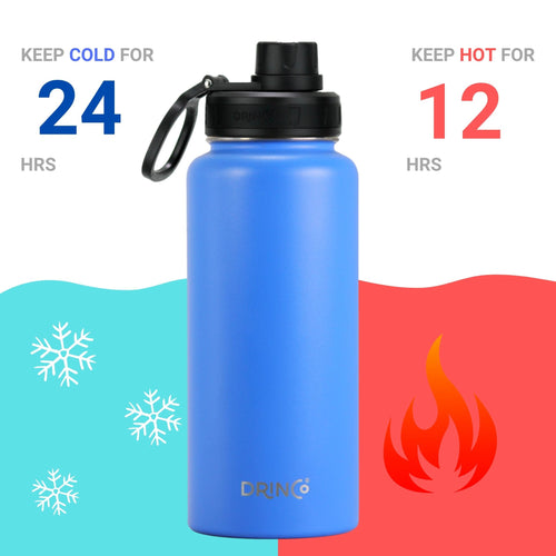 Load image into Gallery viewer, [Limited Time Offer !!!] DRINCO® 32oz Stainless Steel Water Bottle (3 lids) - Royal Blue
